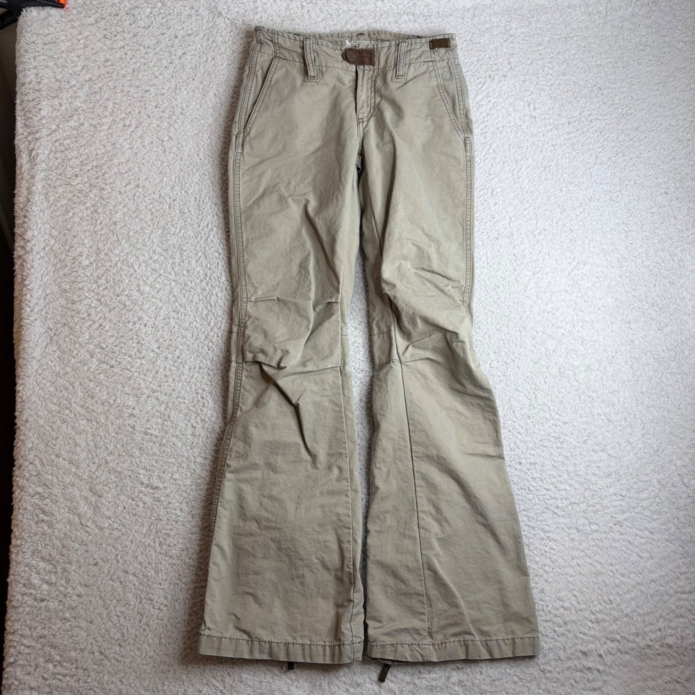 G-Star Raw Paratrooper Cargo Pants Khaki Tan Y2K Flared Zip Ankle Womens 26x31
